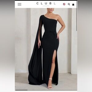 Club L London ROMI Black One Shoulder Twist Design Maxi Dress